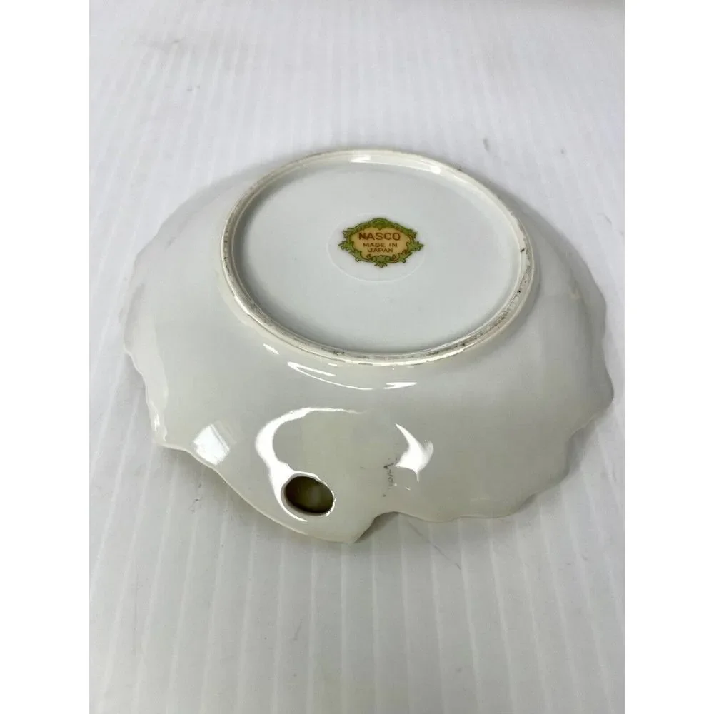 2 Vintage Nasco Japan violet Floral Trinket Dish Leaf Shape 5